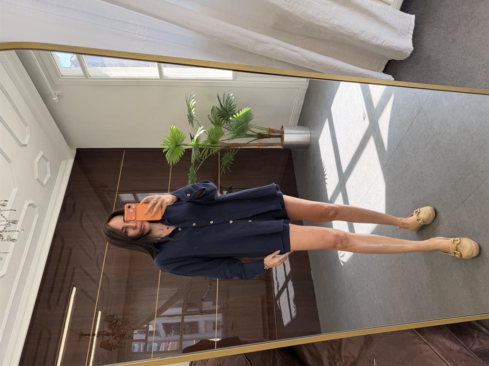 Lacivert Müslin Wood Takım