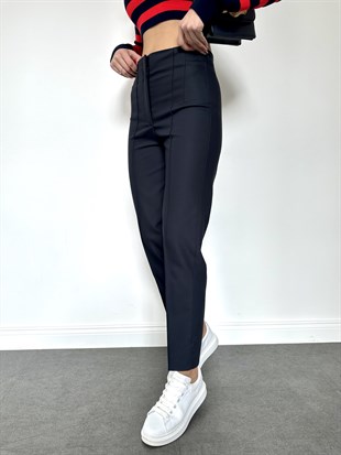 Lacivert Önü Dikişli Kumaş Pantolon