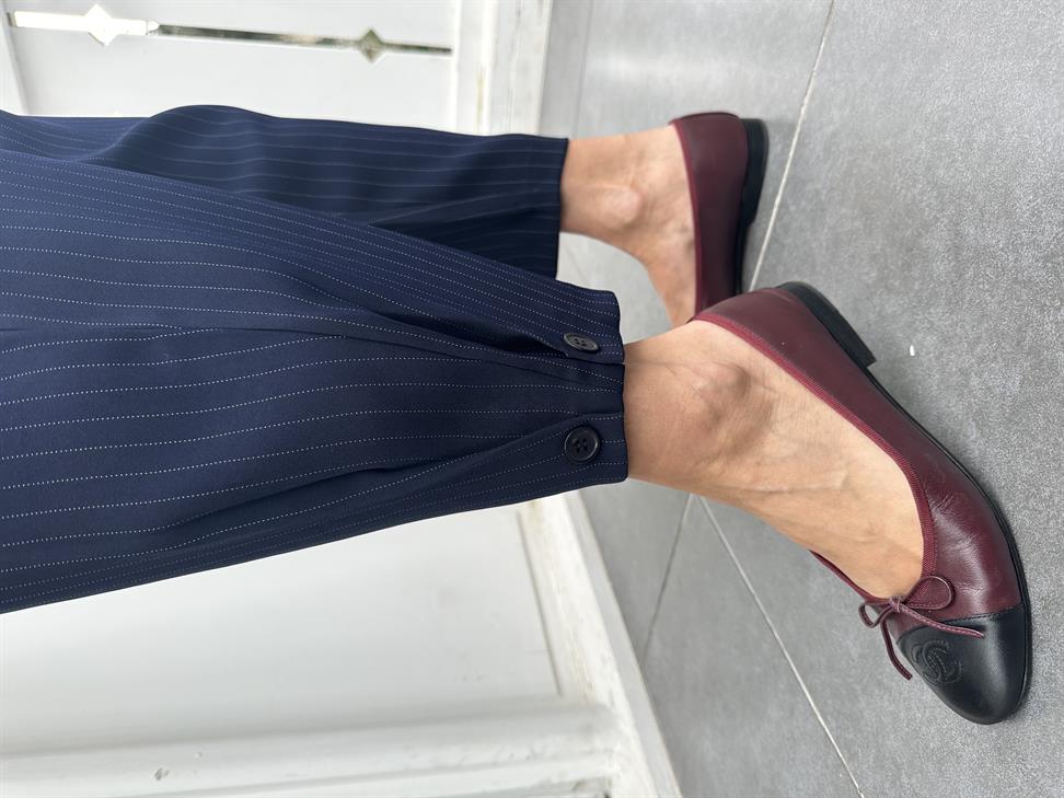 Lacivert Paça Detay Kumaş Pantolon