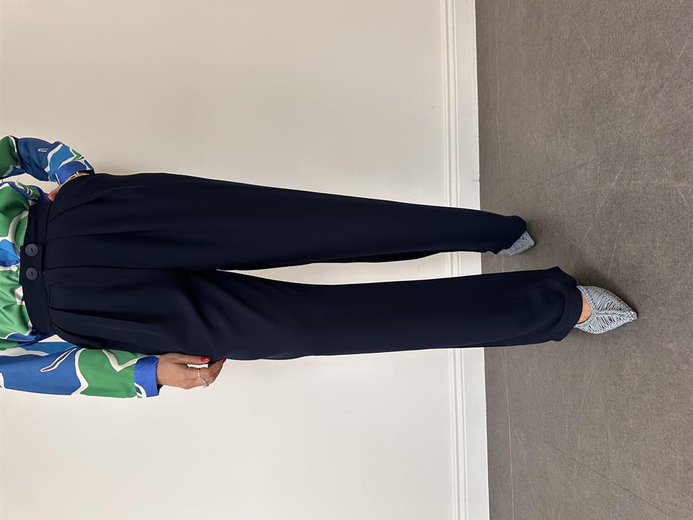 Lacivert Pileli Pantolon