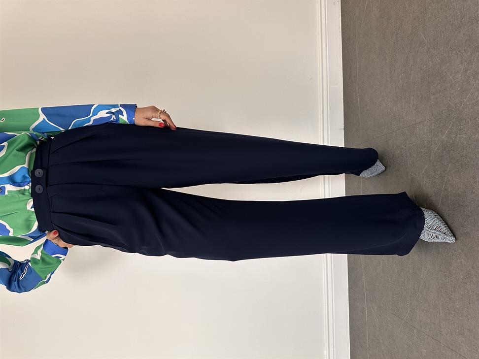 Lacivert Pileli Pantolon