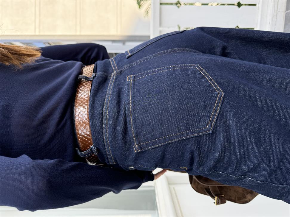 Lacivert Saçaklı Kot Pantolon