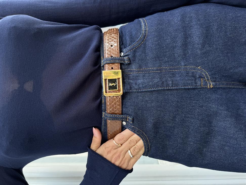 Lacivert Saçaklı Kot Pantolon