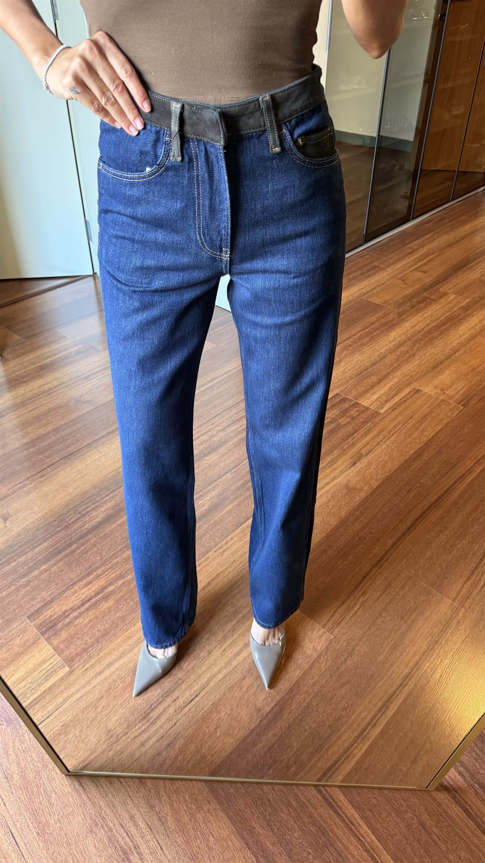 Lacivert Tasarım Detaylı Jean Pantolon