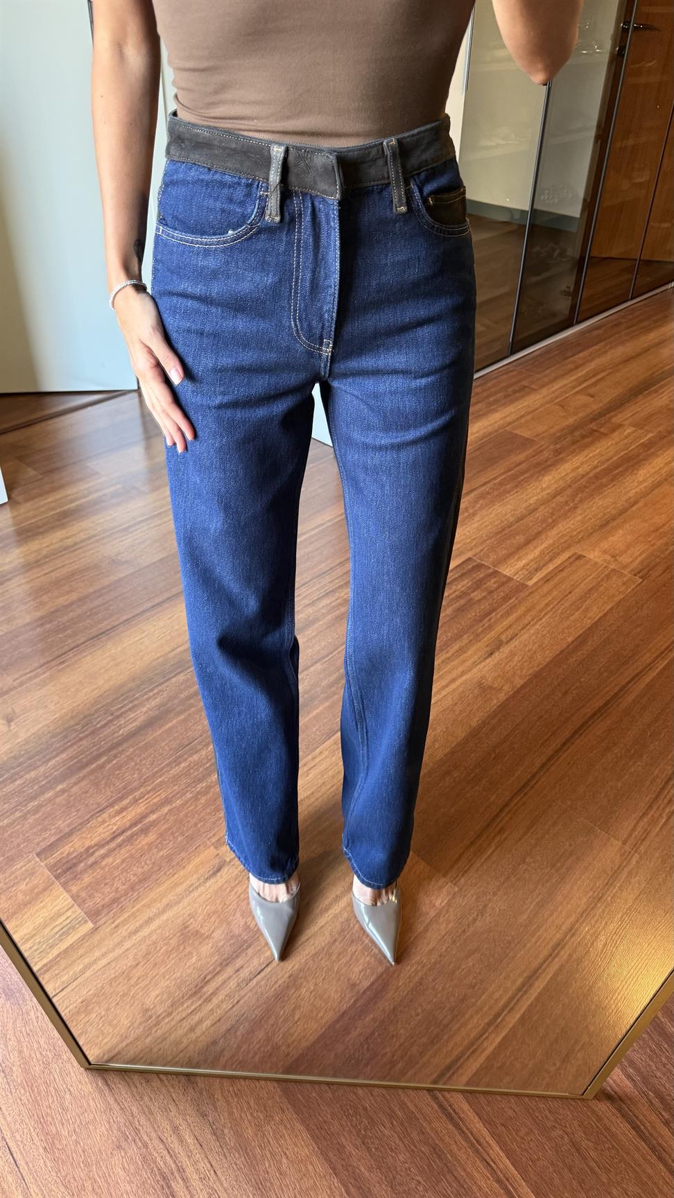 Lacivert Tasarım Detaylı Jean Pantolon