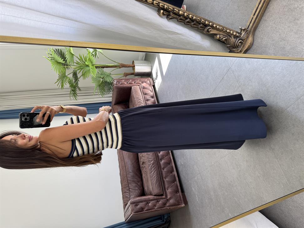 Lacivert Tek Omuz Sim Trikolu Elbise