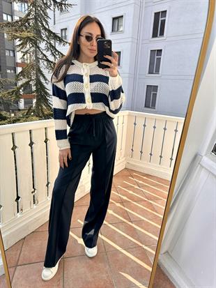 Lacivert Viskon Kadın Pantolon