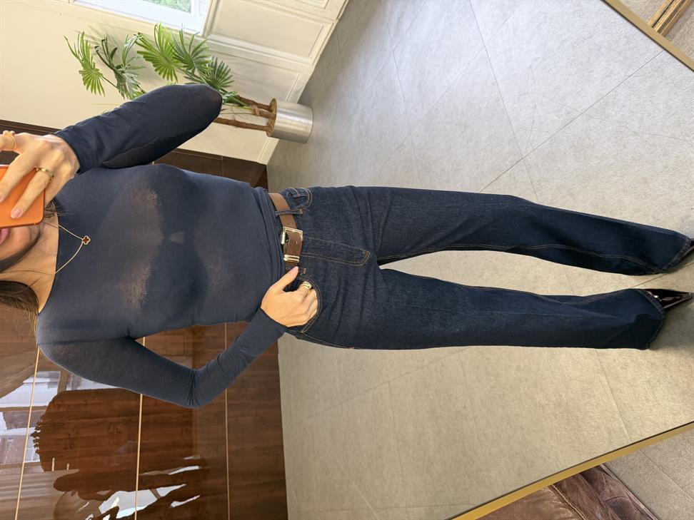 Lacivert Yumuşak Tuşeli Transparan Top