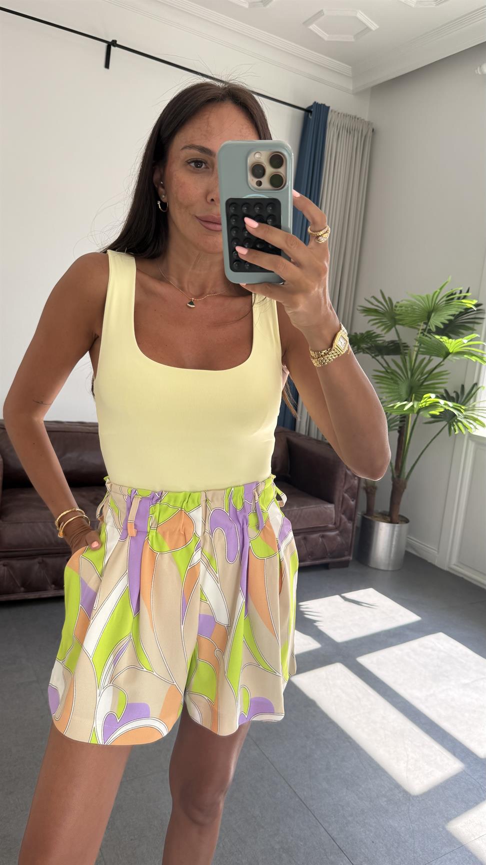 Lila Scuba Baskılı Şort