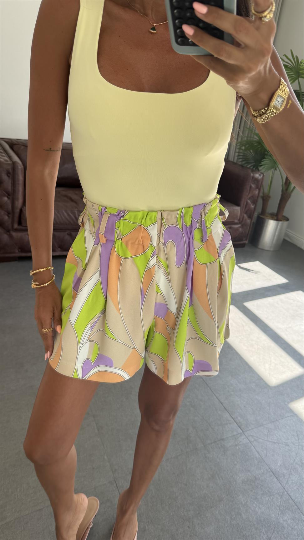 Lila Scuba Baskılı Şort