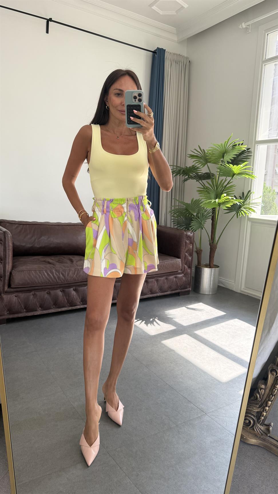 Lila Scuba Baskılı Şort