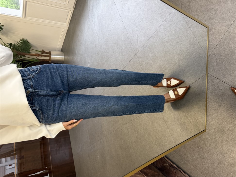 Mavi Çizgi Ütü Straight Jean Pantolon