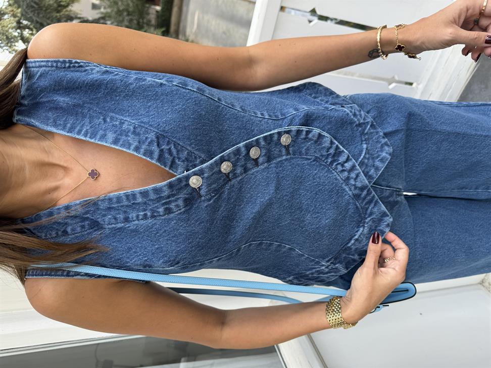 Mavi Denim Yelek Pantolon Takım