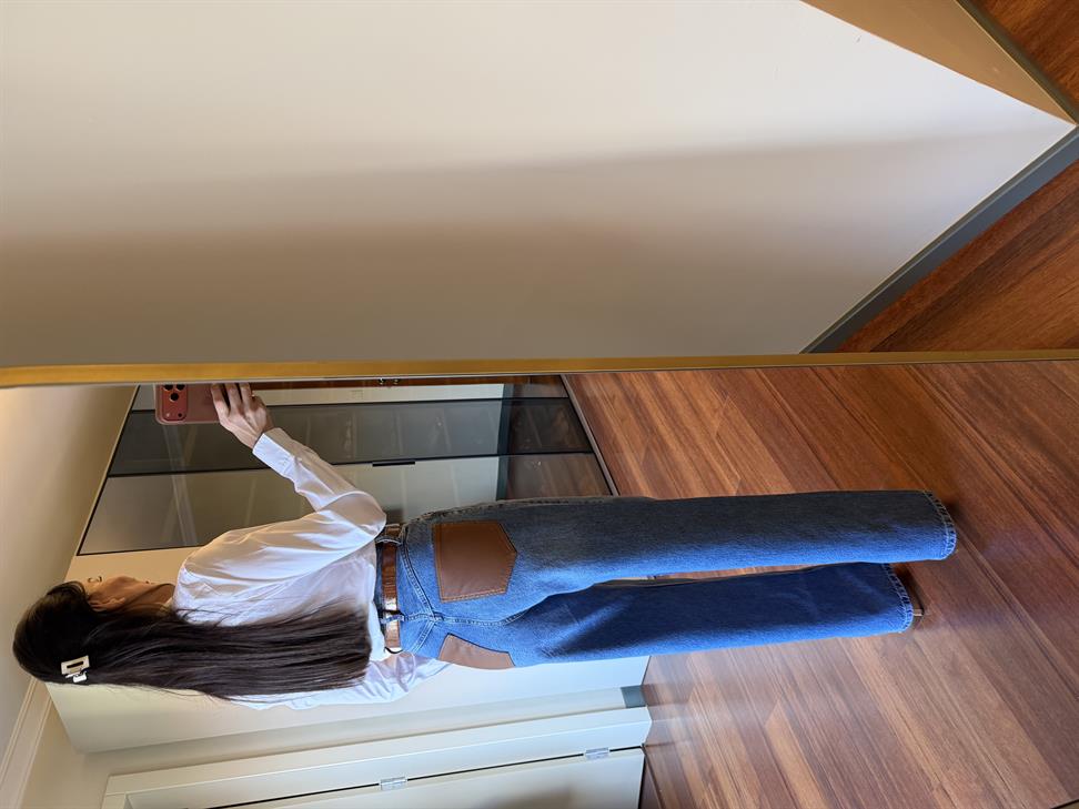 Mavi Deri Garnili Jean Pantolon