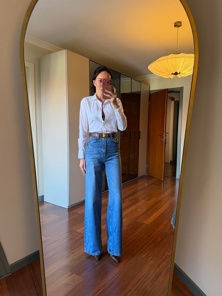 Mavi Deri Garnili Jean Pantolon