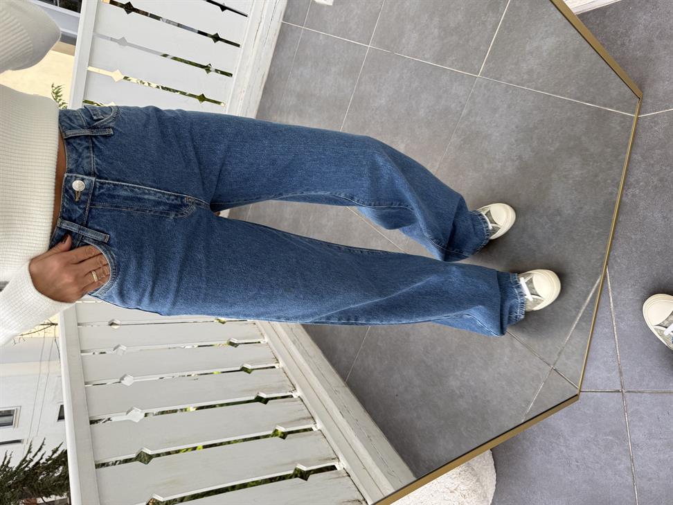 Mavi Düz Denim Kadın Palazzo