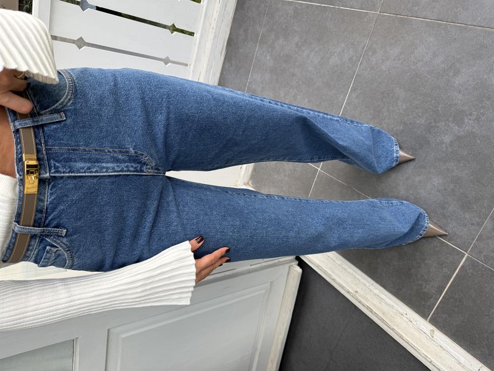 Mavi Düz Denim Kadın Palazzo