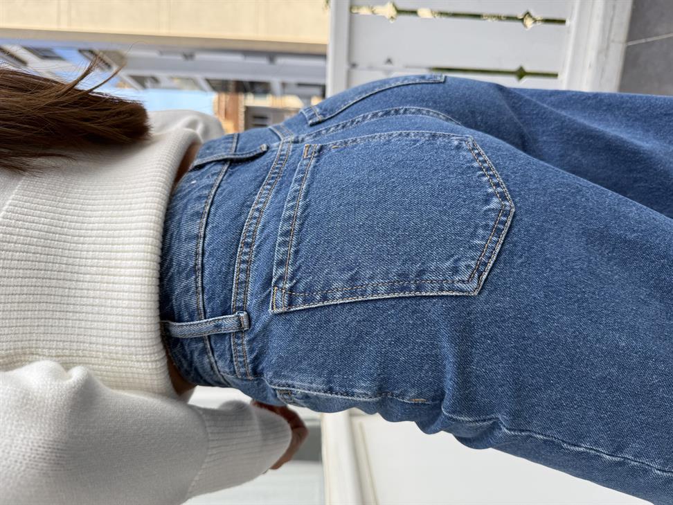 Mavi Düz Denim Kadın Palazzo