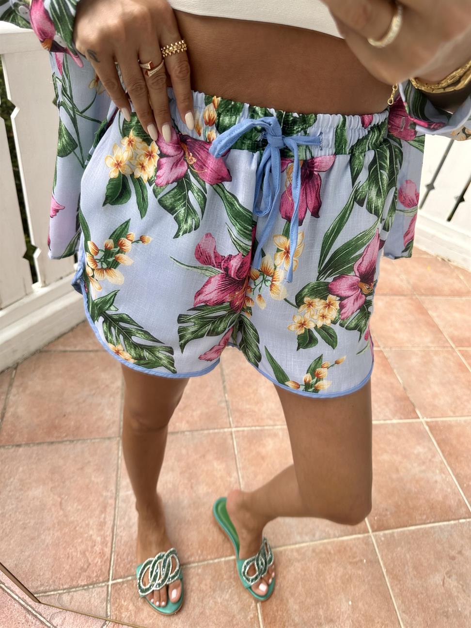 Mavi Flowers Kadın Takım