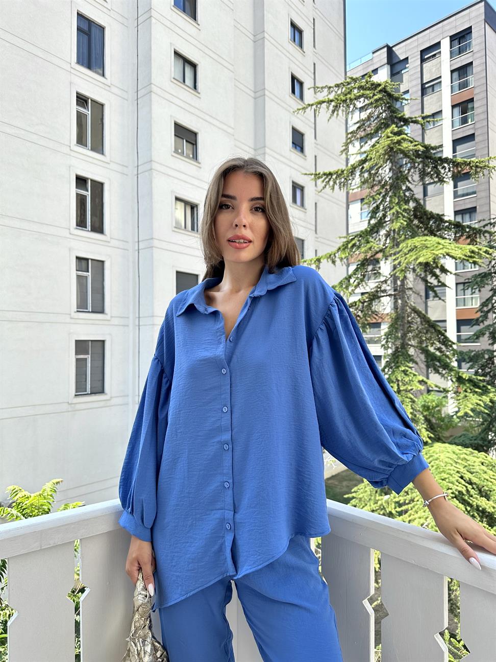 Mavi Gömlek Kadın Takım