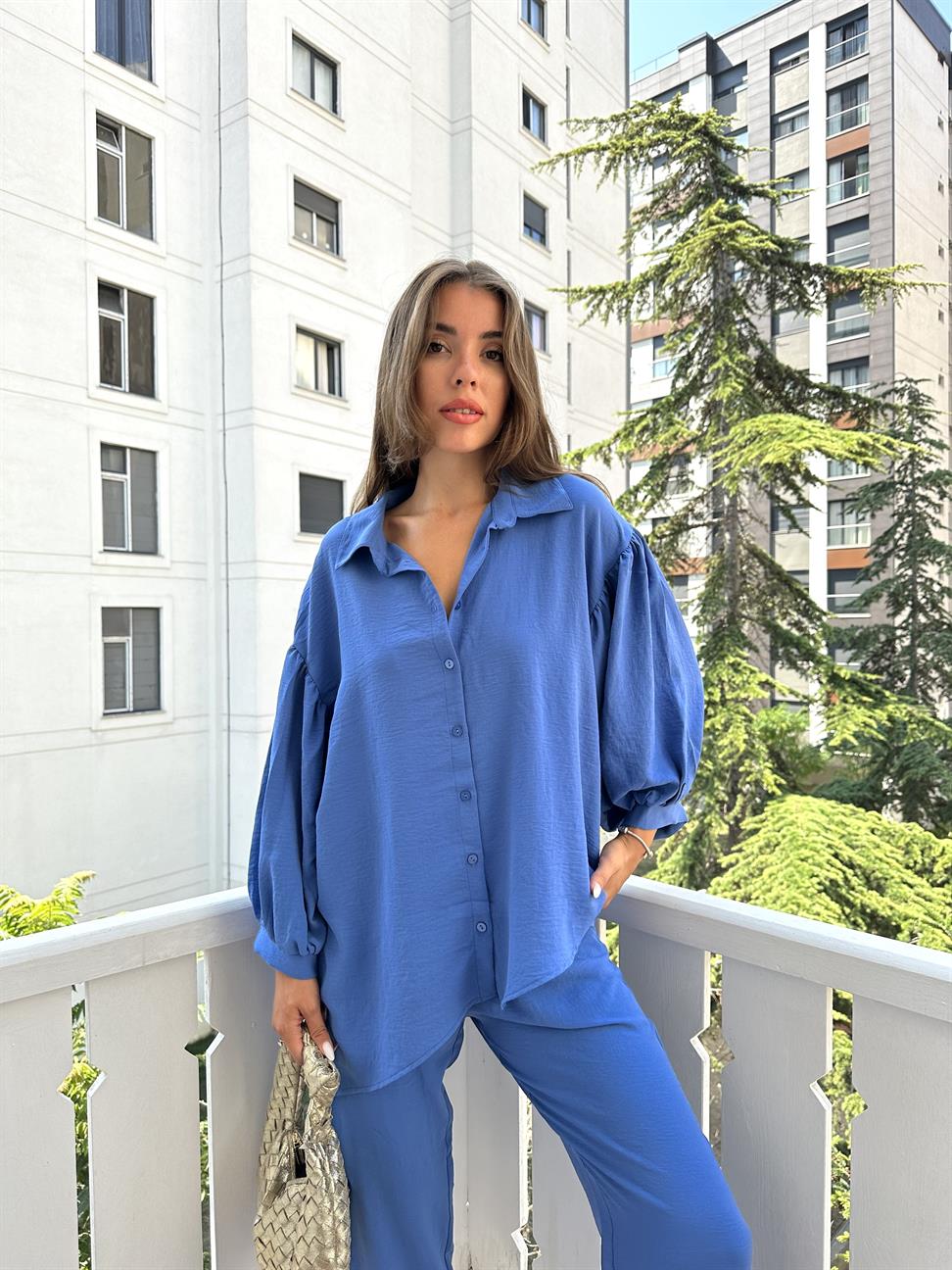 Mavi Gömlek Kadın Takım