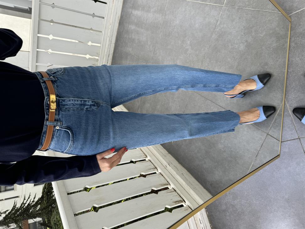 Mavi Kesik Paça Denim Pantolon