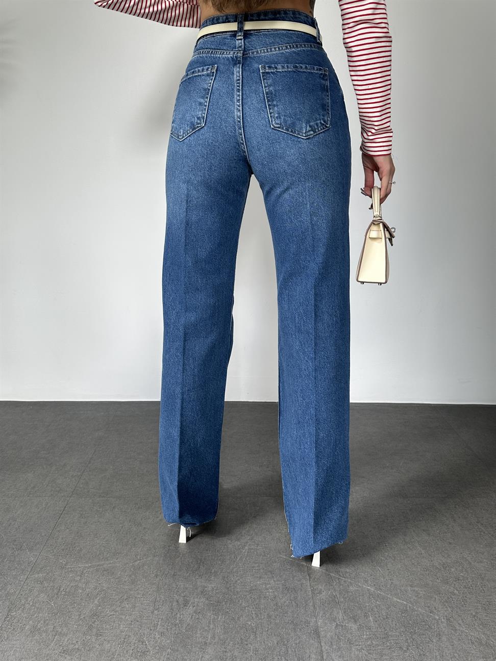 Mavi Kesik Paça Straight Jean