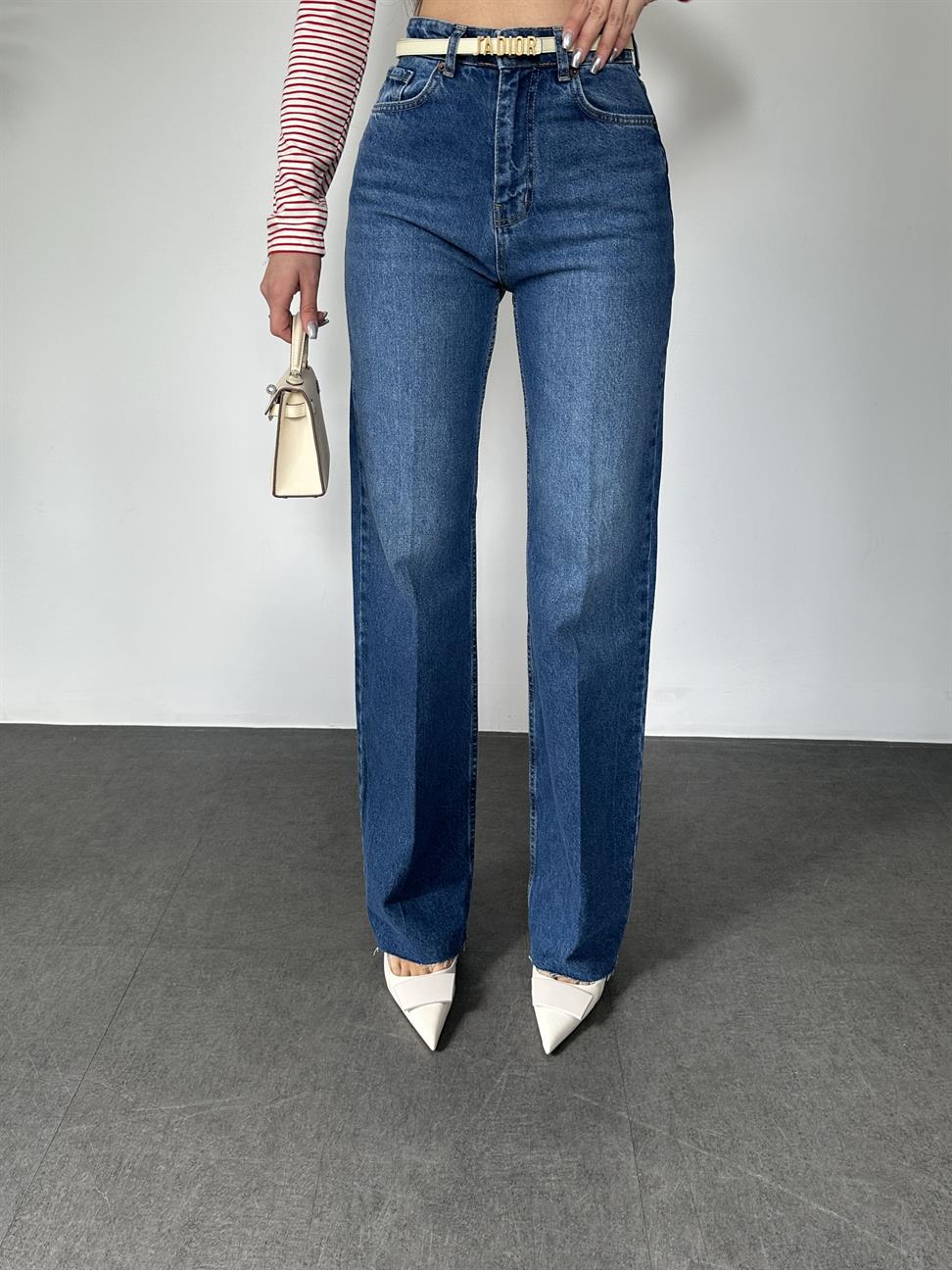 Mavi Kesik Paça Straight Jean