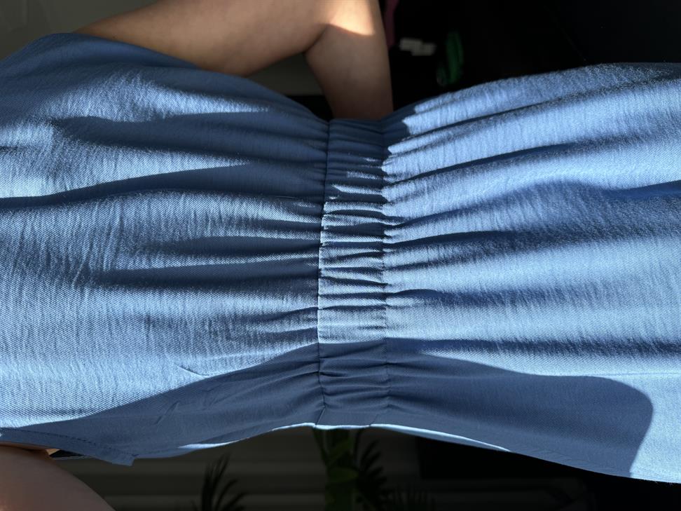 Mavi Düğmeli Uzun Elbise