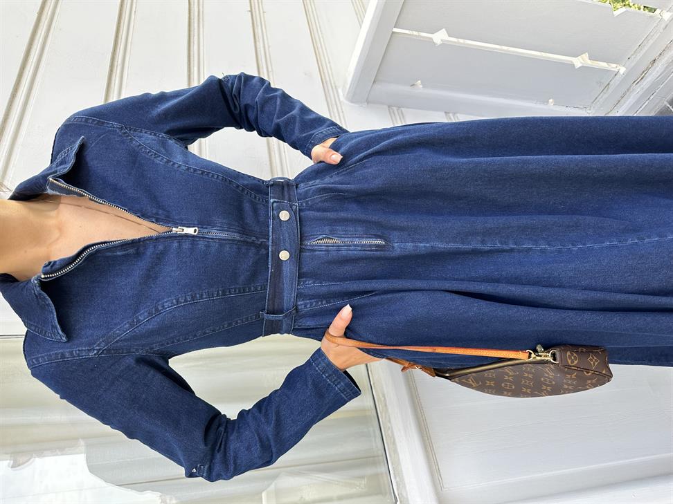 Mavi Kloş Jean Elbise