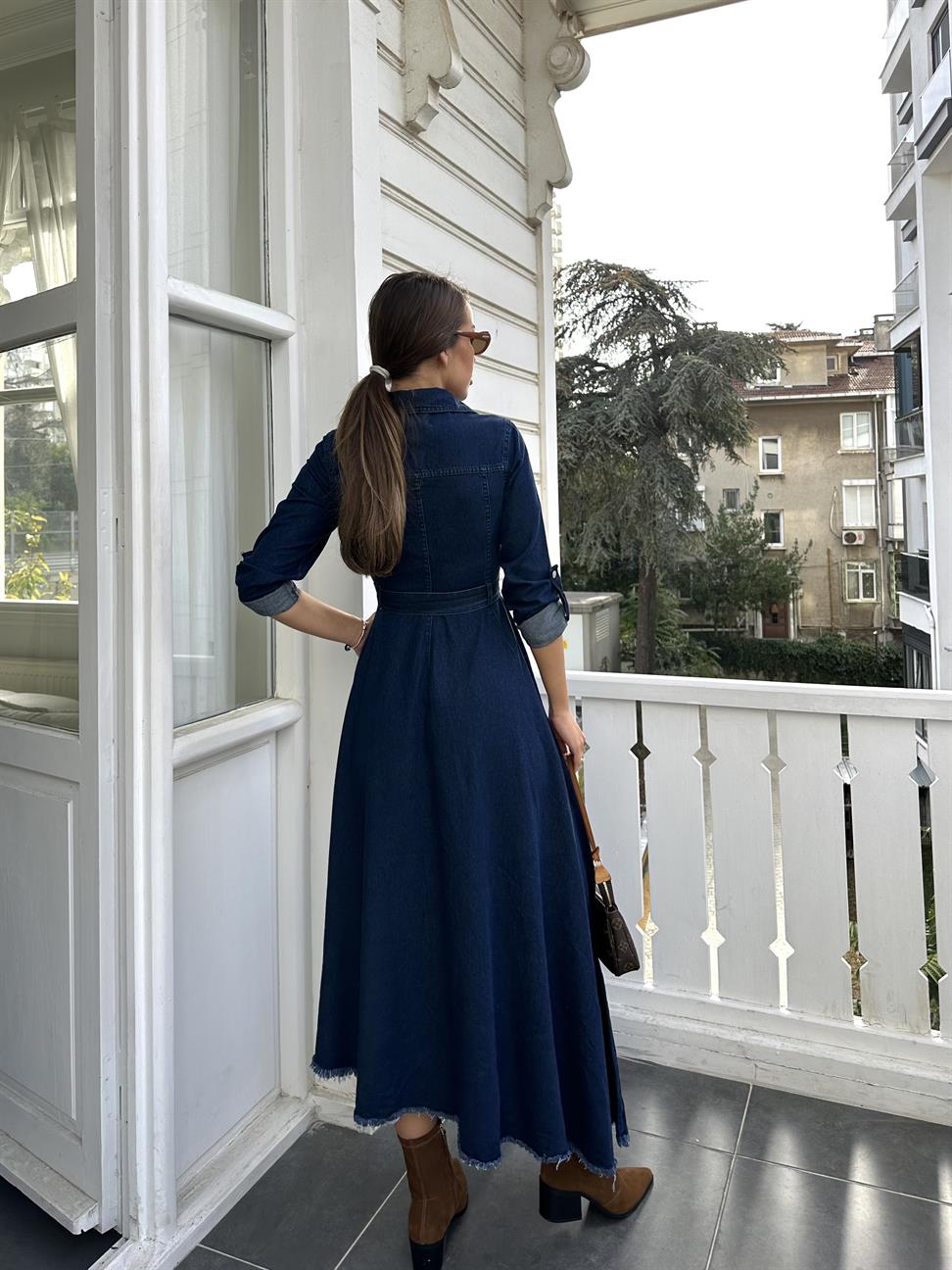 Mavi Kloş Jean Elbise