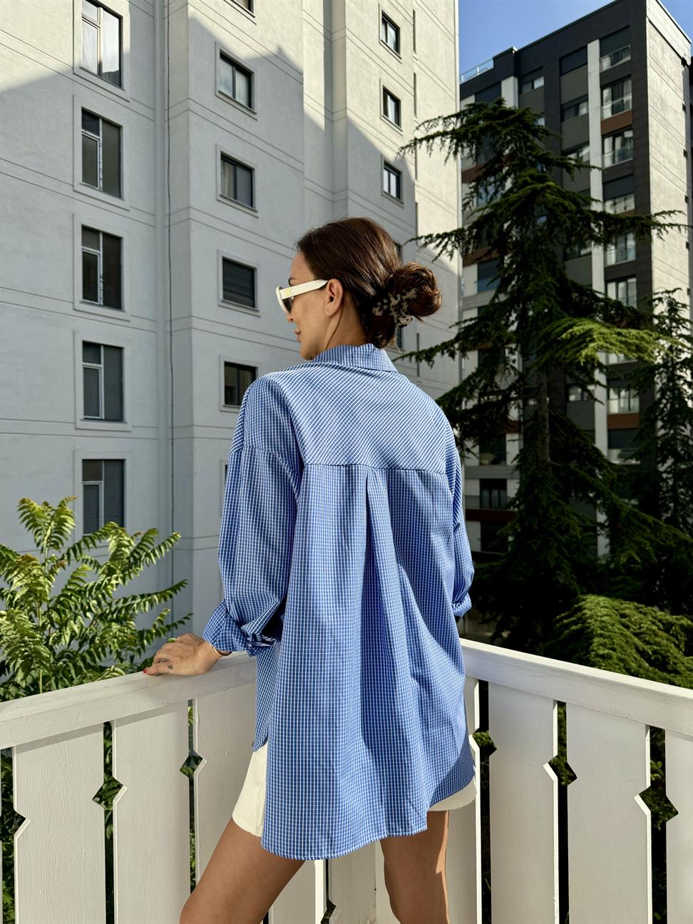 Mavi Pötikare Bra Ve Gömlek