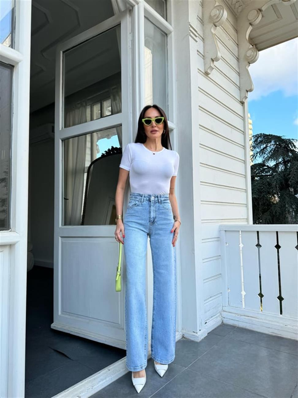 Mavi Renkli Taşlı Denim