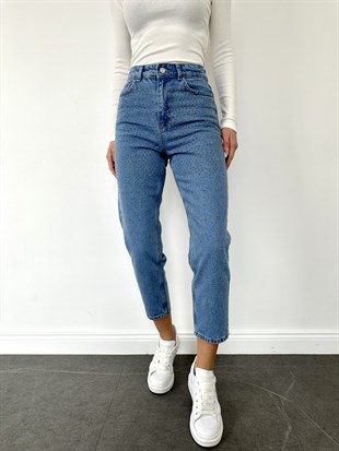 Mavi Taşlı Mom Jean