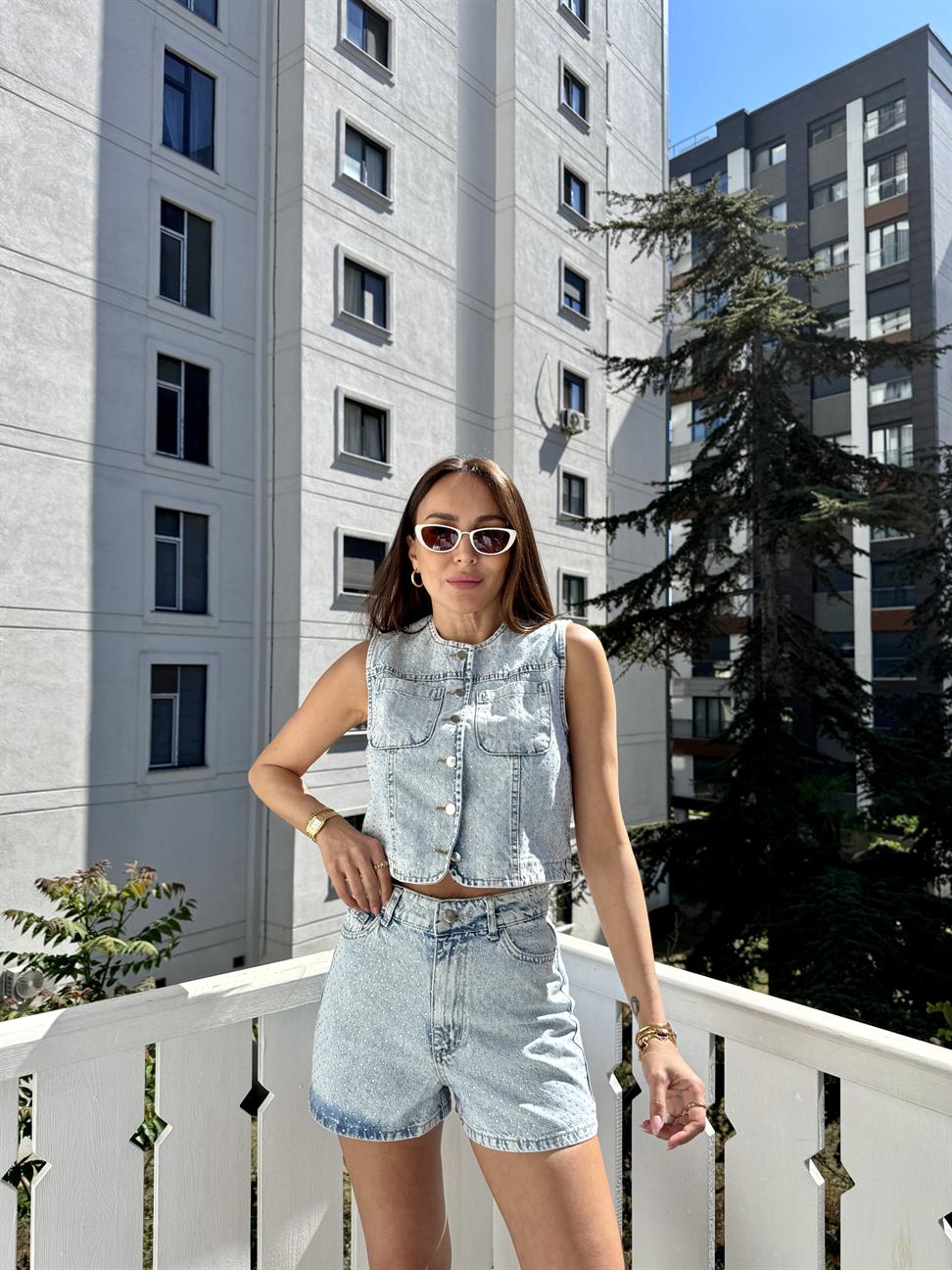 Mavi Yıkamalı Jean Yelek