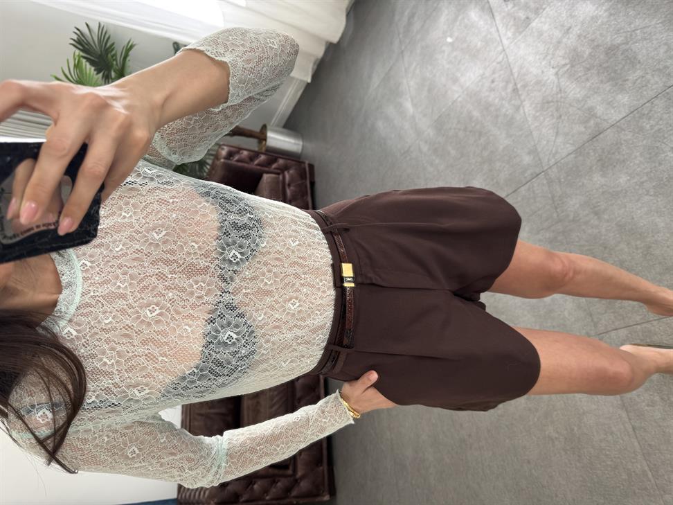 Mint Yeşil Dantel Bluz