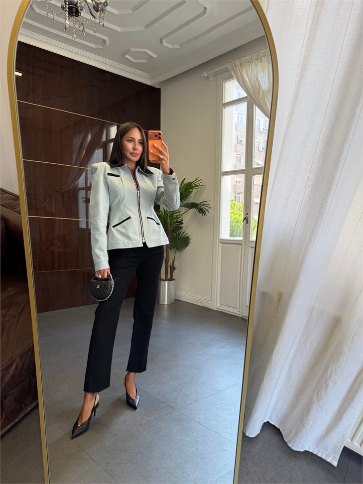 Mint Yeşil Flatolu Ceket