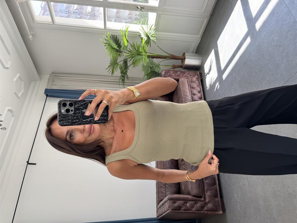 Mint Yeşil Kaşkorse U Yaka Atlet Bluz