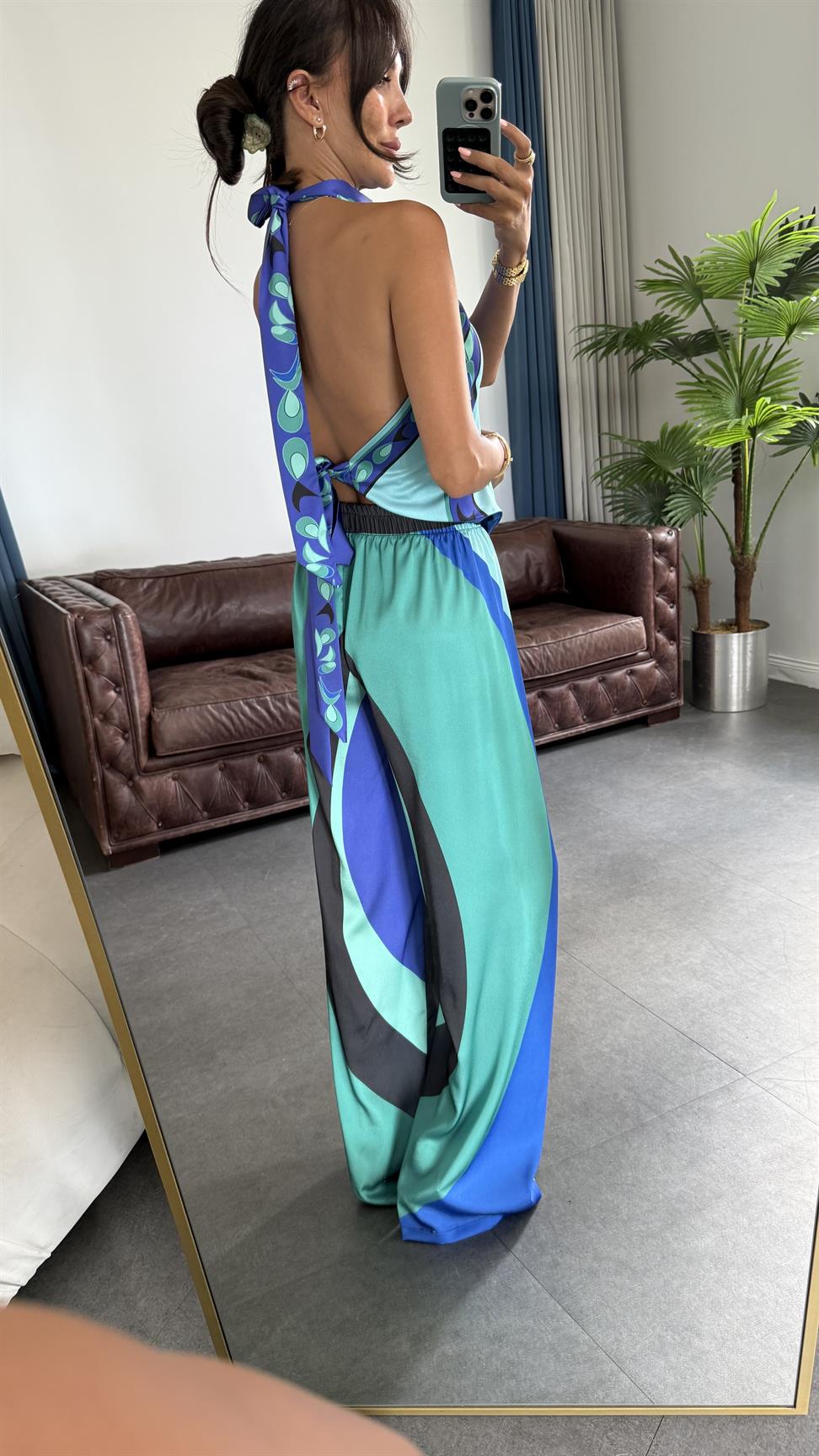 Mor Desenli Puka Kadın Takım