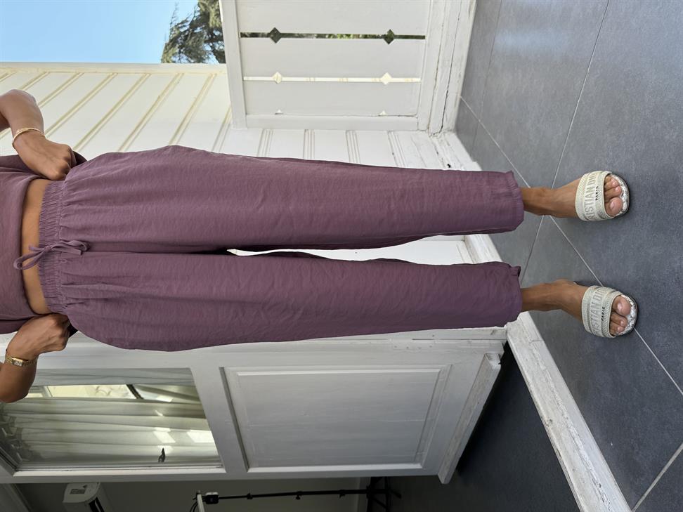 Mor Tencel Kumaş Pantolon Takım