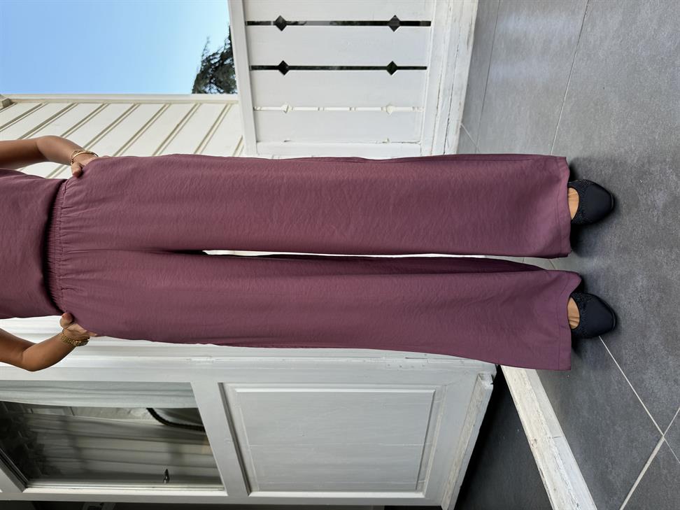 Mor V Yaka Modal Pantolon Takım