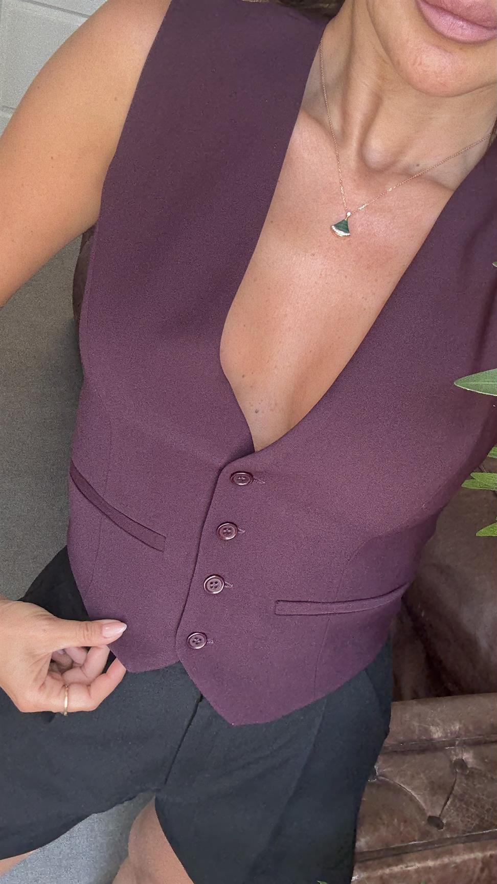 Mürdüm Kadın Yelek