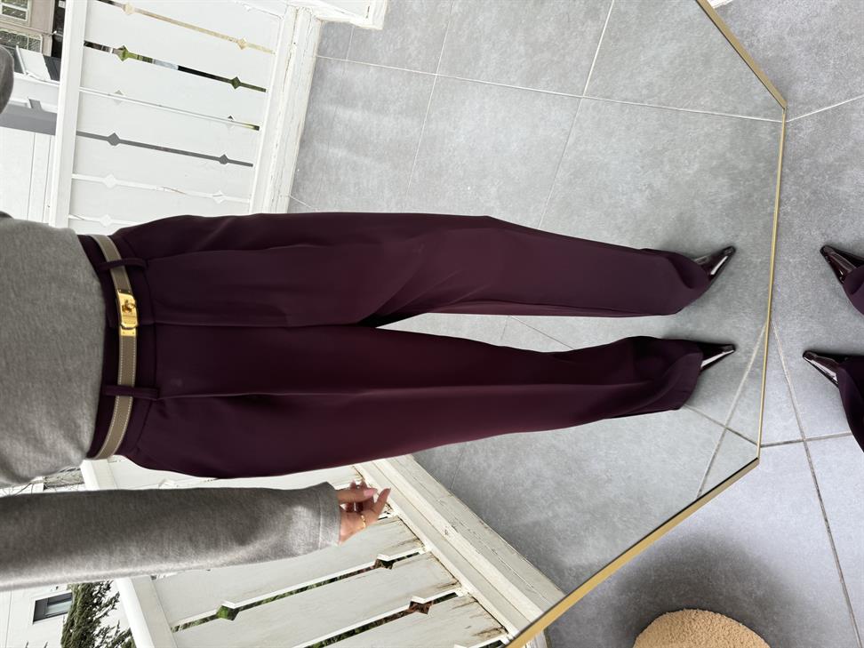 Mürdüm Palazzo Kumaş Pantolon