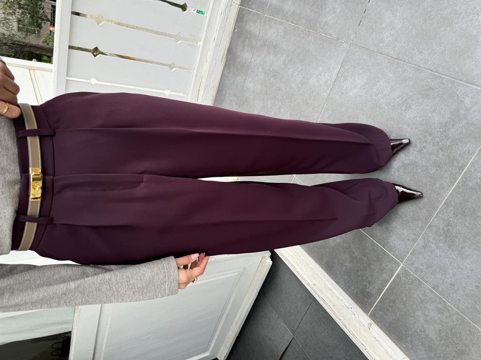 Mürdüm Palazzo Kumaş Pantolon