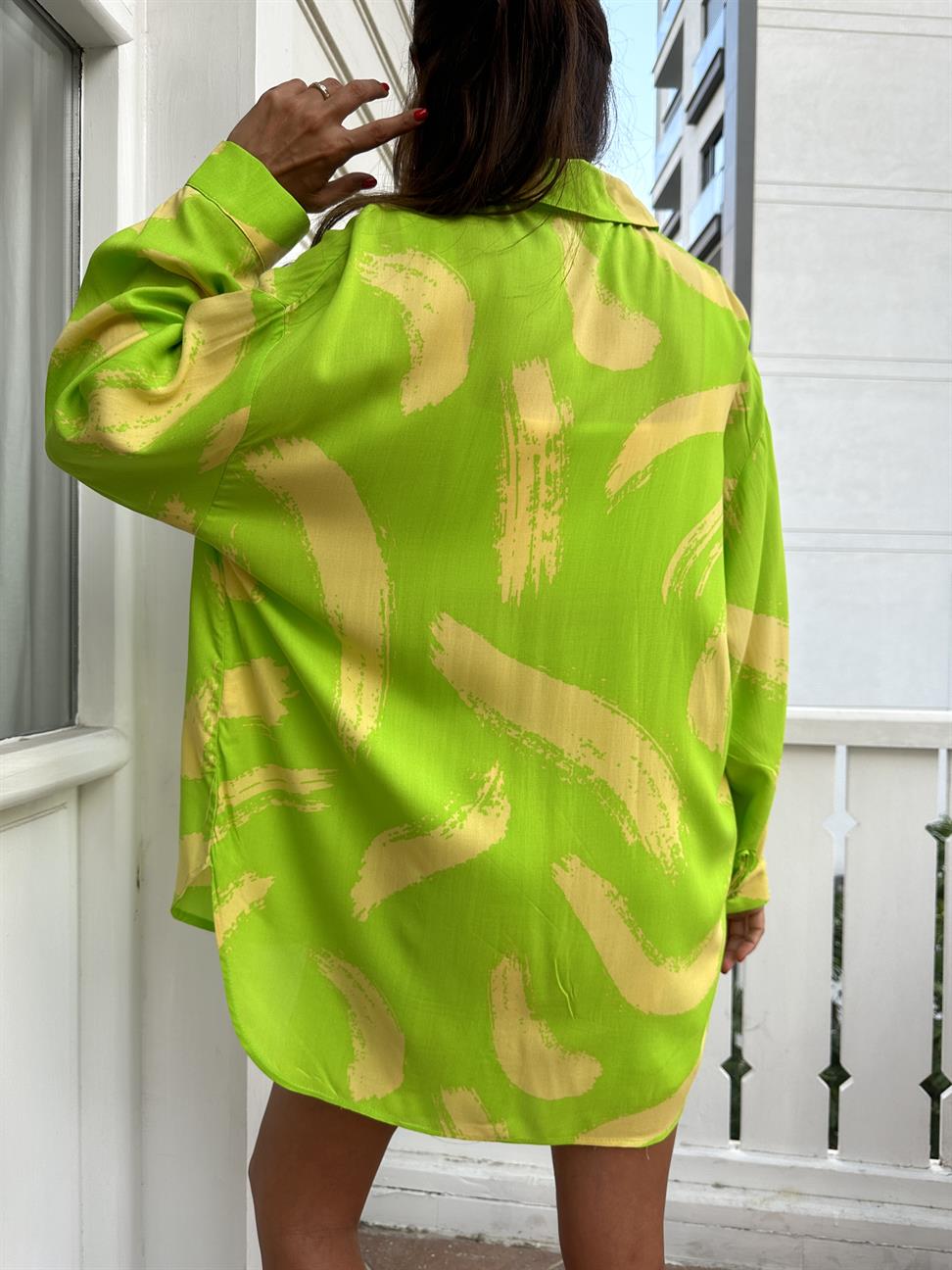 Neon Yeşil Şortlu Kadın Takım