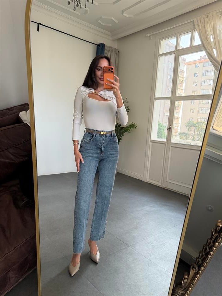 New Blue Yıkamalı Düz Kesim Jean Pantolon