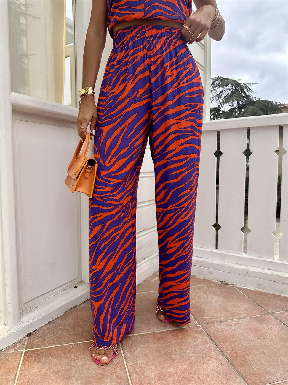 Oranj Pantolonlu Kadın Takım