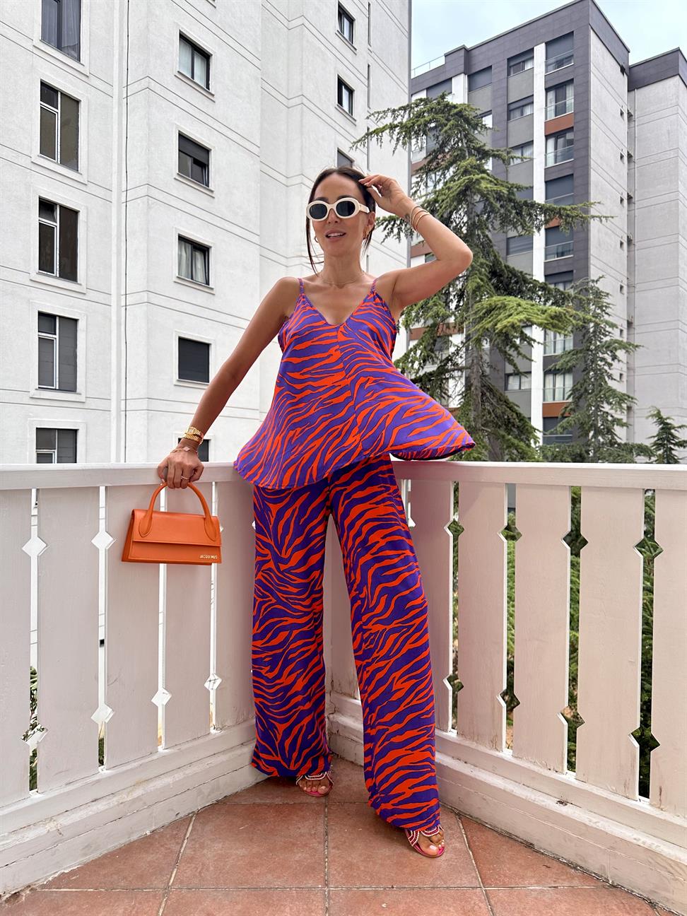 Oranj Pantolonlu Kadın Takım