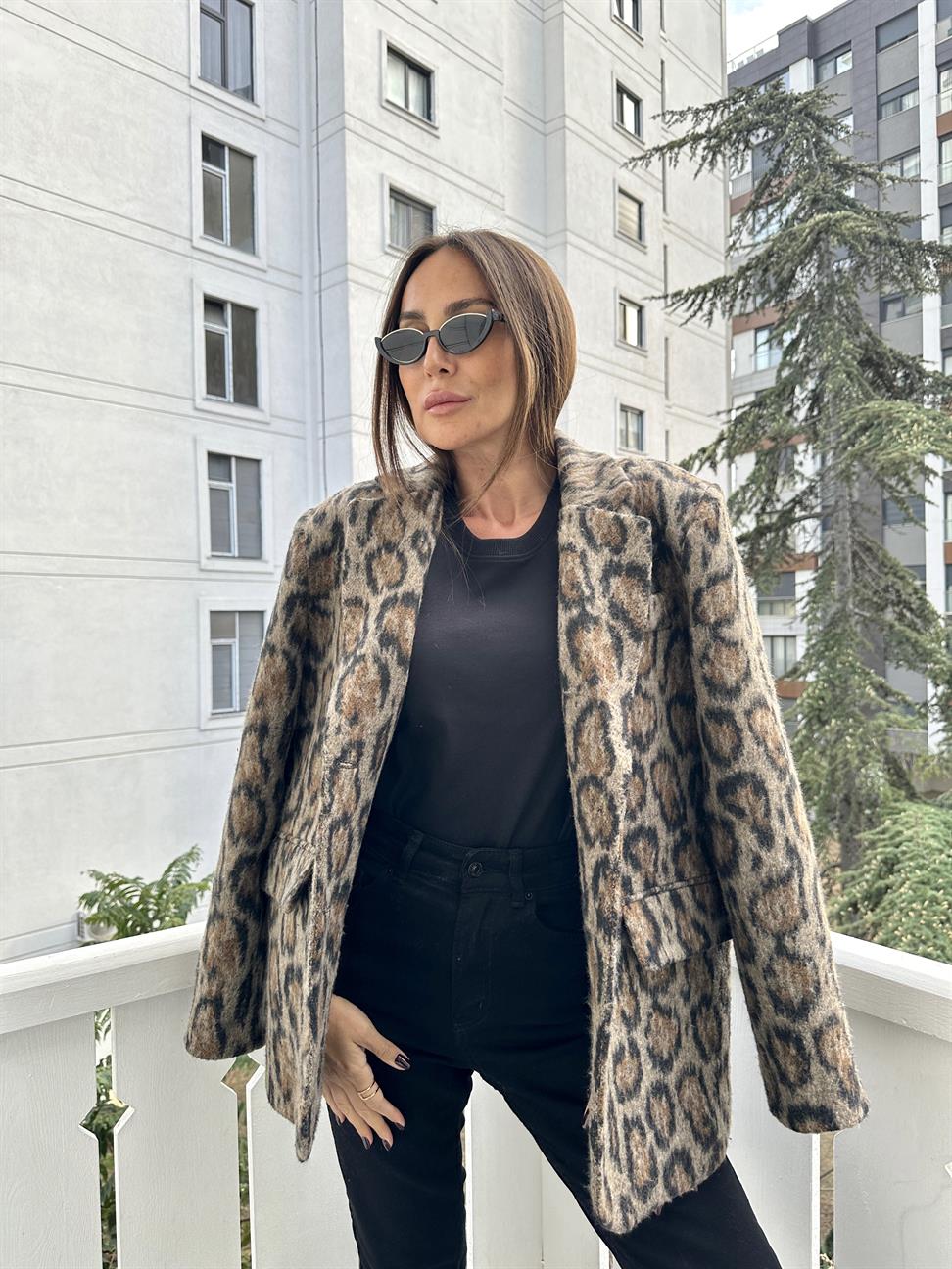 Oversize Leopar Ceket
