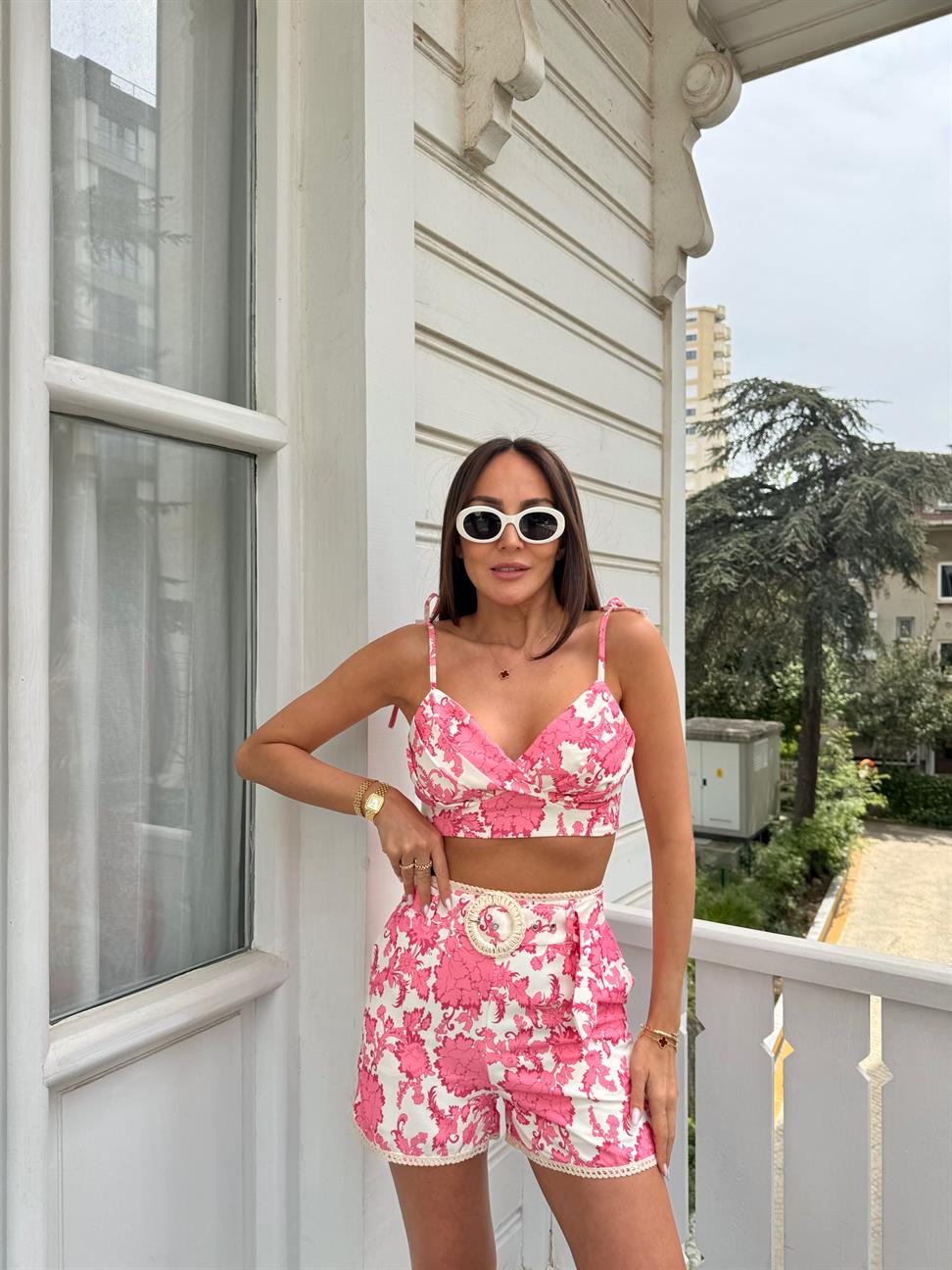 Pembe Büstiyer Şort Takım